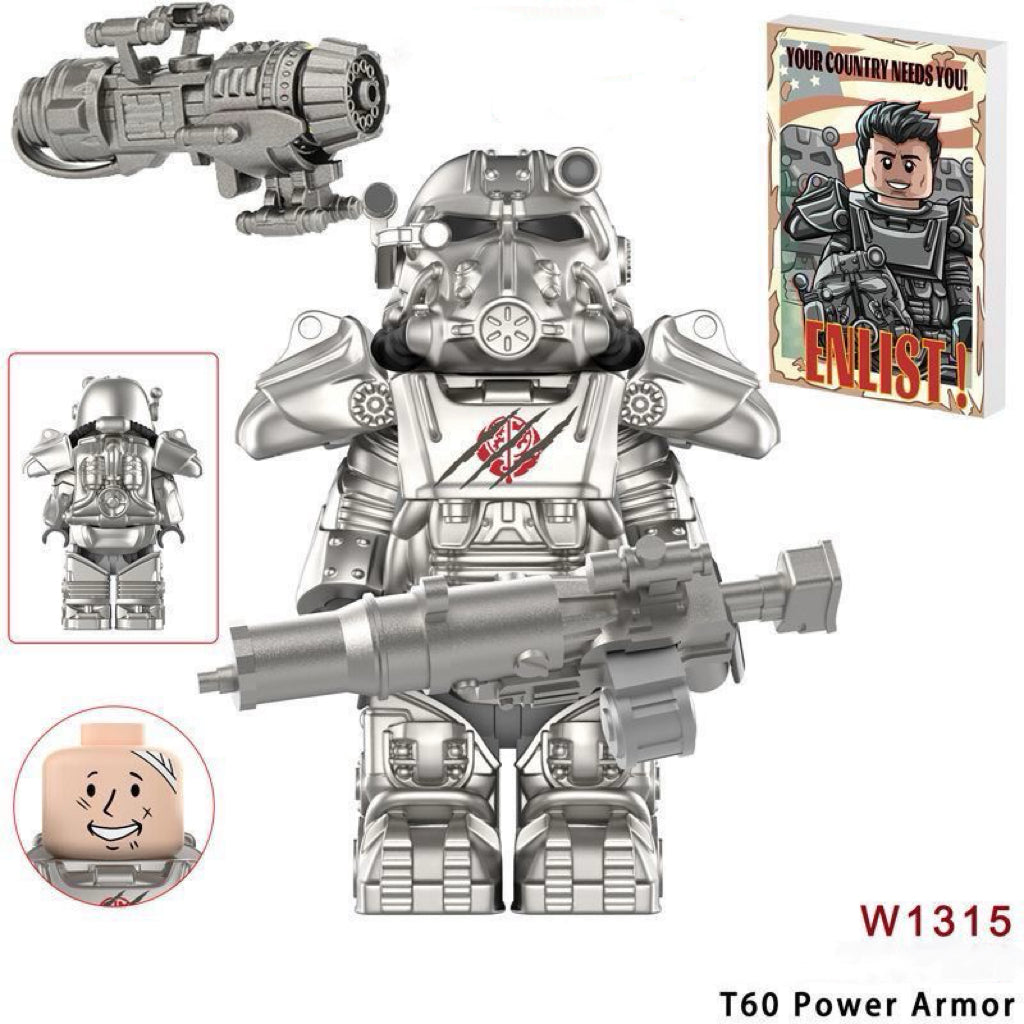 W1315 – T60 Power Armor | Custom Brick Figure